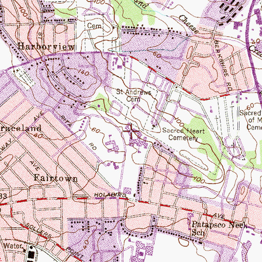 Topographic Map of Holabird Middle School, MD