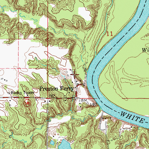 Topographic Map of Preston Bluff, AR
