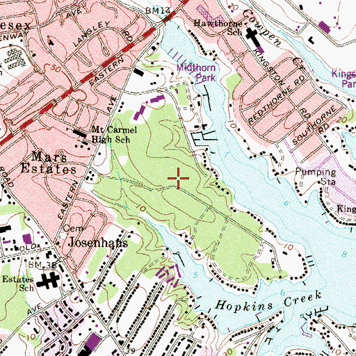 Topographic Map of Hopkins Creek Elementary School, MD