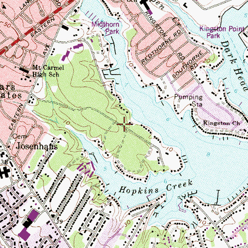 Topographic Map of Hopkins Landing, MD