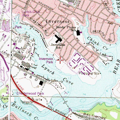 Topographic Map of Inverness Park, MD