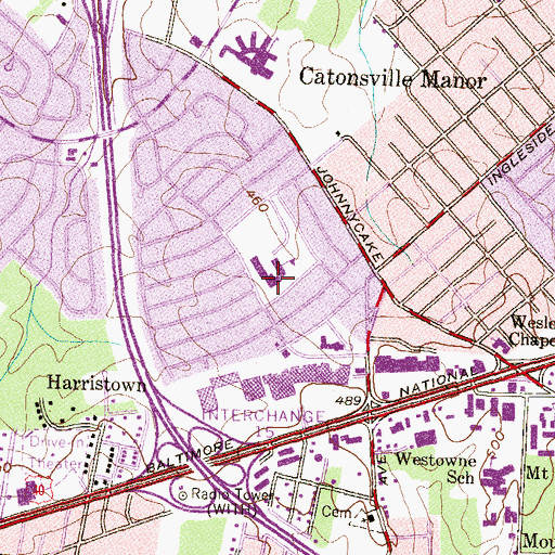 Topographic Map of Johnnycake Elementary School, MD