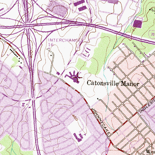 Topographic Map of Johnnycake Middle School, MD