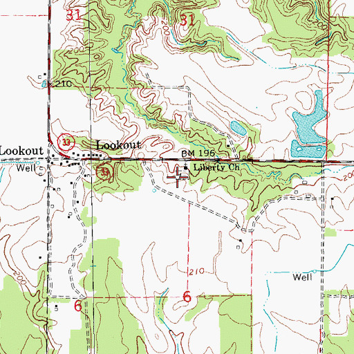 Topographic Map of Liberty Cemetery, AR