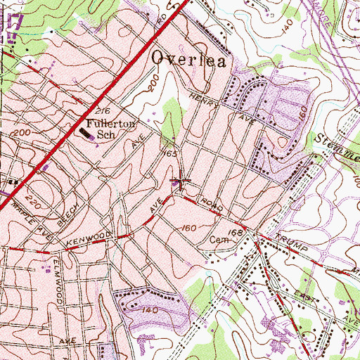 Topographic Map of Kenwood Presbyterian Church, MD