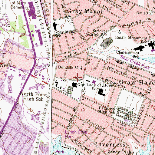 Topographic Map of Kingdom Hall of Jehovahs Witnesses, MD