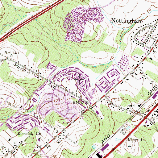 Topographic Map of Kings Court, MD