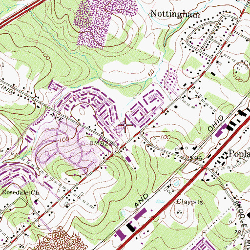 Topographic Map of Kings Court Shopping Center, MD