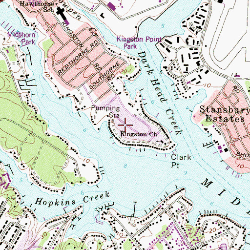 Topographic Map of Kingston Park, MD