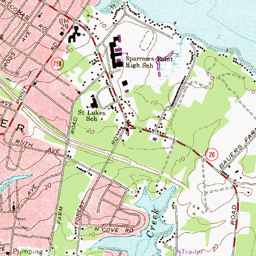 Topographic Map of Lodge Forest United Methodist Church, MD