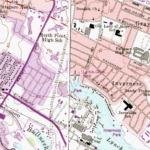 Topographic Map of Lynch Cove Park, MD