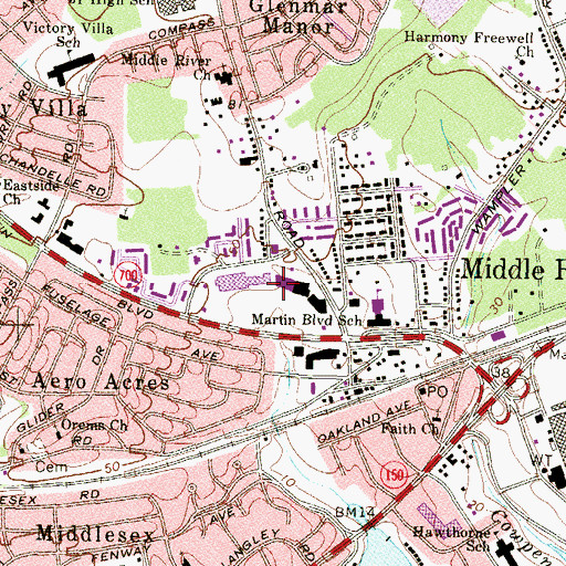 Topographic Map of Martin Plaza Shopping Center, MD
