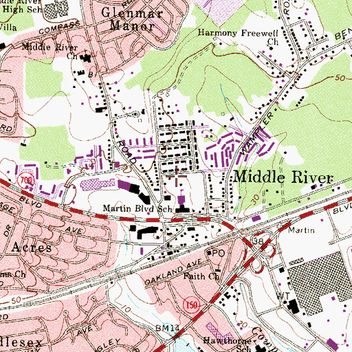 Topographic Map of Marys Choice, MD