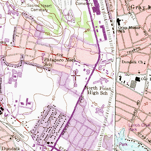 Topographic Map of Merritt Park Shopping Center, MD