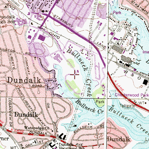 Topographic Map of Merritt Point Park, MD