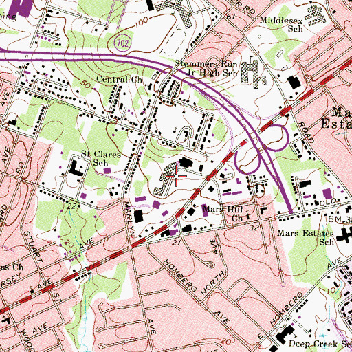 Topographic Map of Middlesex Shopping Center, MD