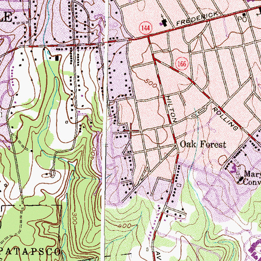 Topographic Map of Oak Forest Park, MD