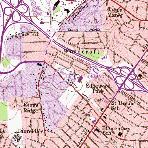 Topographic Map of Parkville High Center, MD