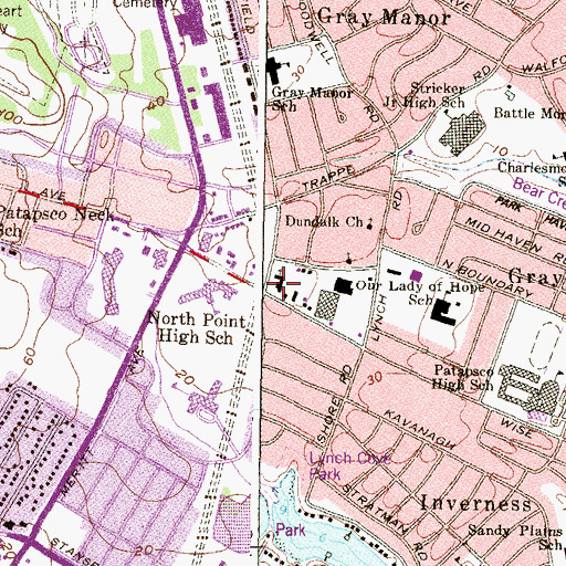 Topographic Map of Patapsco United Methodist Church, MD
