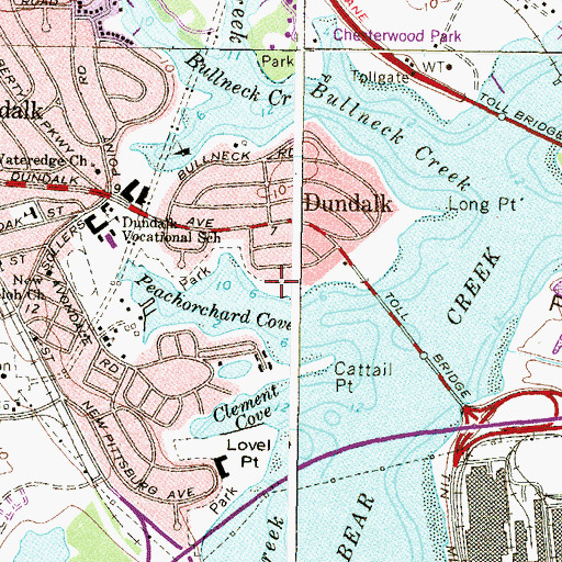 Topographic Map of Peach Orchard Park, MD