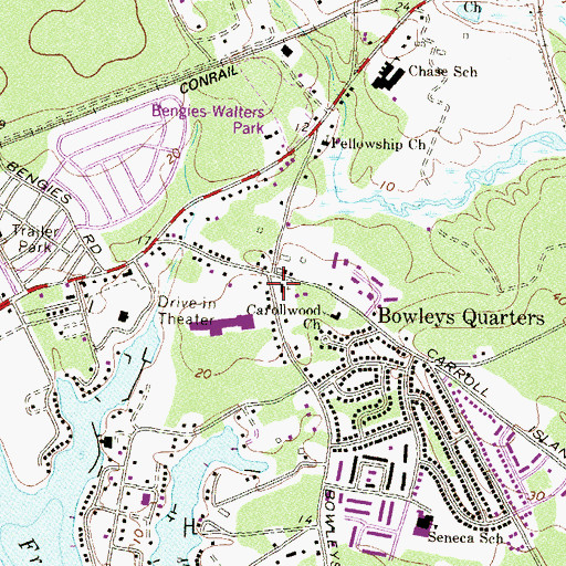 Topographic Map of Piney Grove United Methodist Church, MD