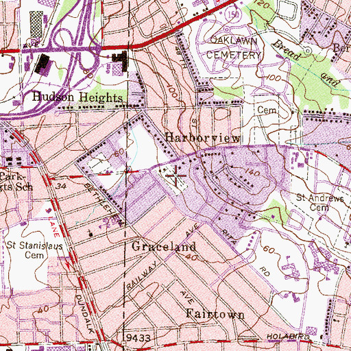 Topographic Map of Workmen's Circle Cemetery, MD