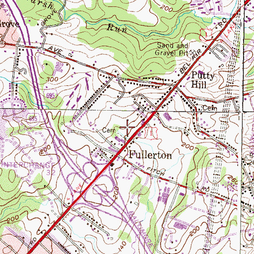 Topographic Map of Putty Hill Plaza Shopping Center, MD