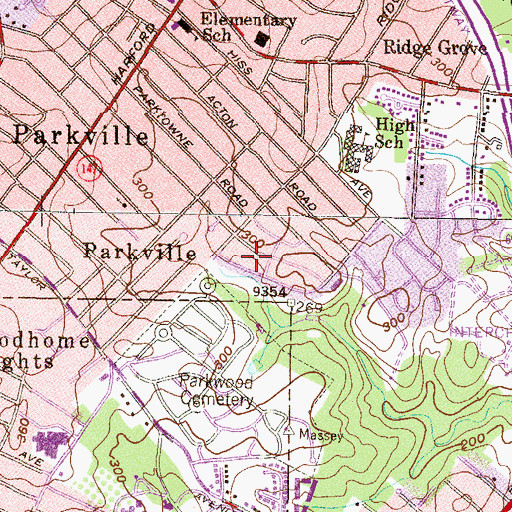 Topographic Map of Rollins View Green, MD