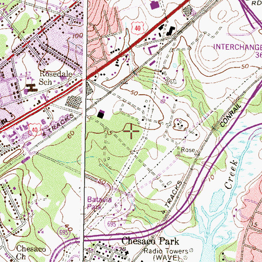 Topographic Map of Rosedale PArk, MD