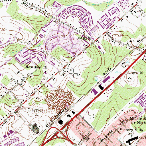 Topographic Map of Rossville Industrial Park, MD