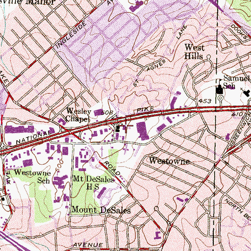 Topographic Map of Saint Agnes Roman Catholic Church, MD