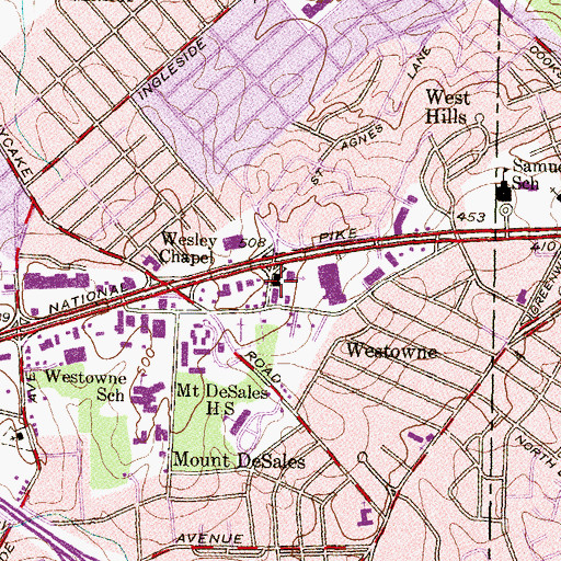 Topographic Map of Saint Agnes School, MD