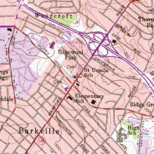 Topographic Map of Saint Johns Evangelical Lutheran Church, MD