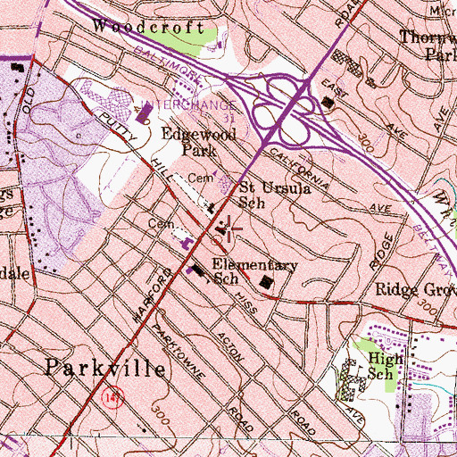 Topographic Map of Saint Ursulas Roman Catholic Church, MD