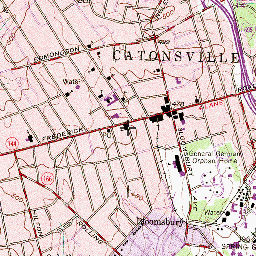 Topographic Map of Salem Evangelical Lutheran Church, MD