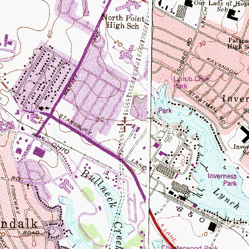 Topographic Map of Stansbury Park, MD