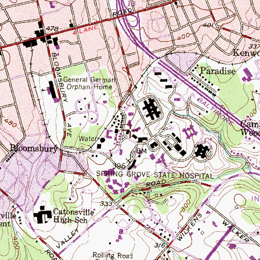 Topographic Map of Thomas Rice Auditorium, MD