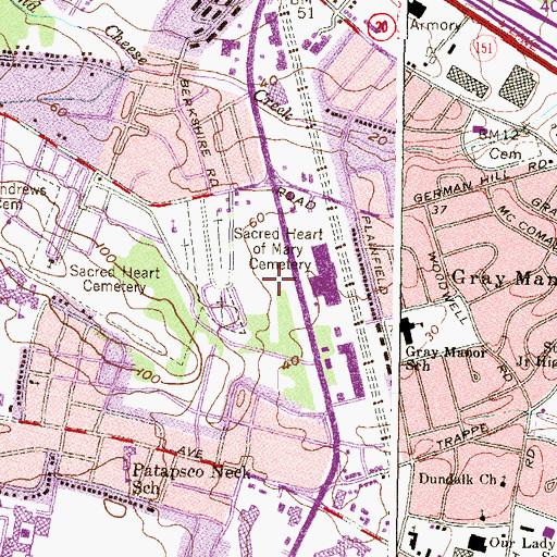 Topographic Map of Towns Center Shopping Center, MD