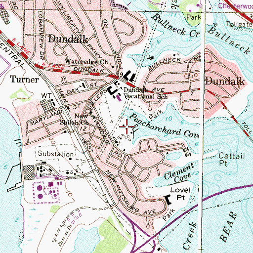 Topographic Map of Turners Park, MD