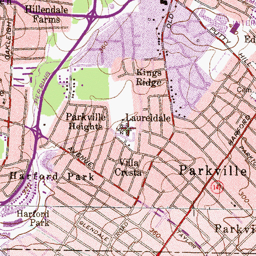Topographic Map of Villa Cresta Elementary School, MD