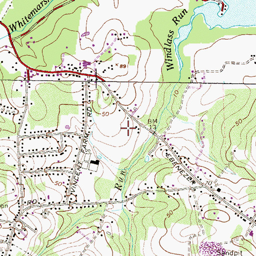 Topographic Map of Vincent Farm Elementary School, MD