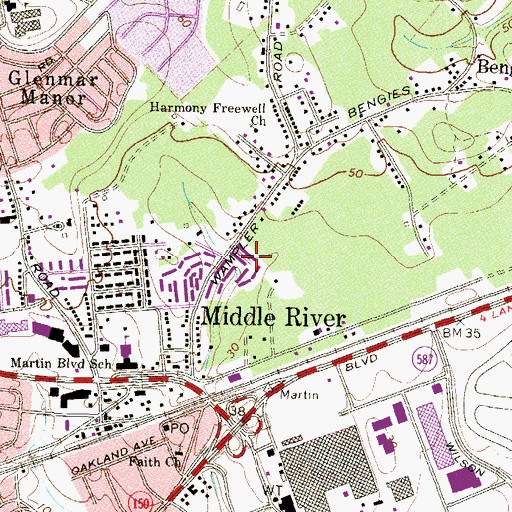 Topographic Map of Wampler Village, MD