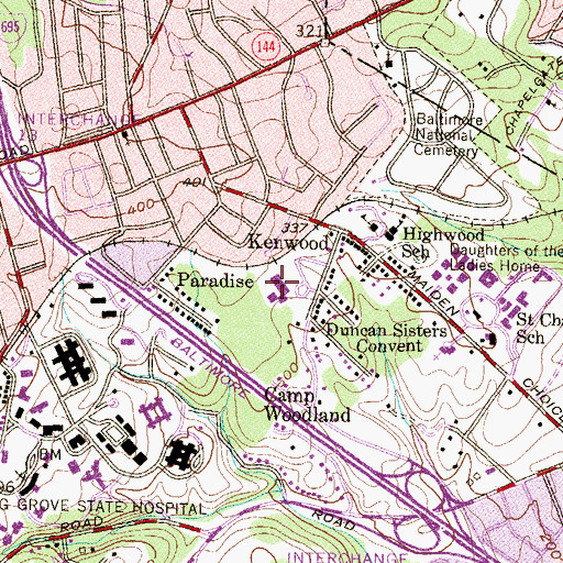 Topographic Map of Western School of Technology, MD