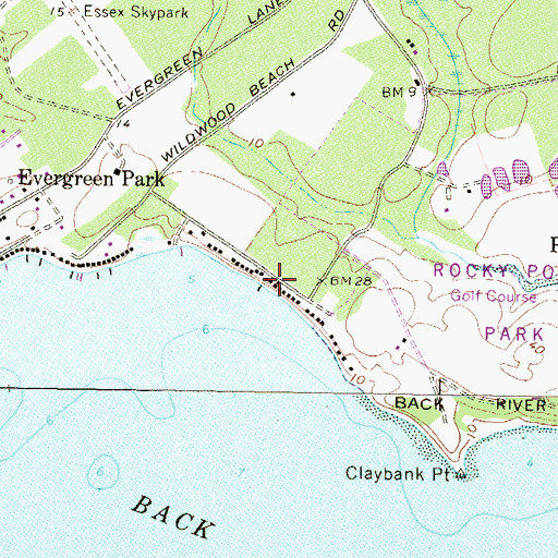 Topographic Map of Wildwood Beach, MD