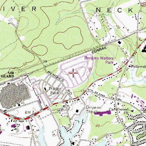 Topographic Map of Williams Estates, MD