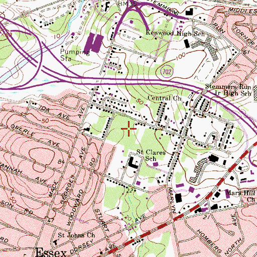 Topographic Map of Woodward Square, MD