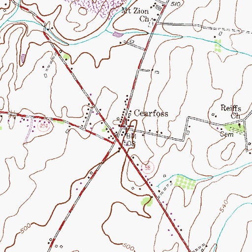 Topographic Map of Cearfoss, MD