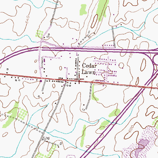 Topographic Map of Cedar Lawn, MD