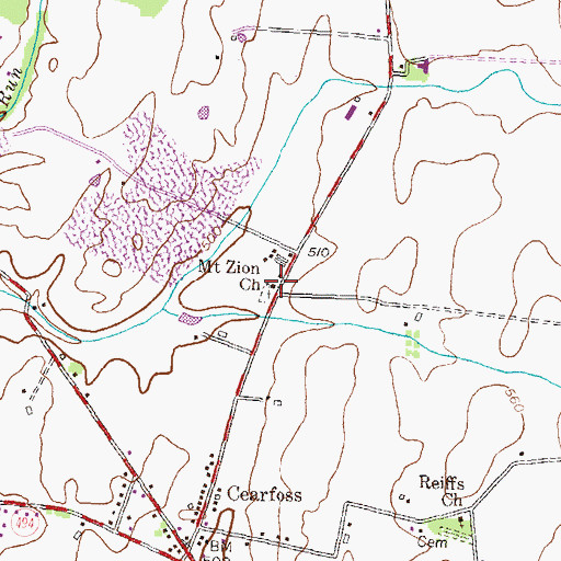 Topographic Map of Mount Zion United Methodist Church, MD