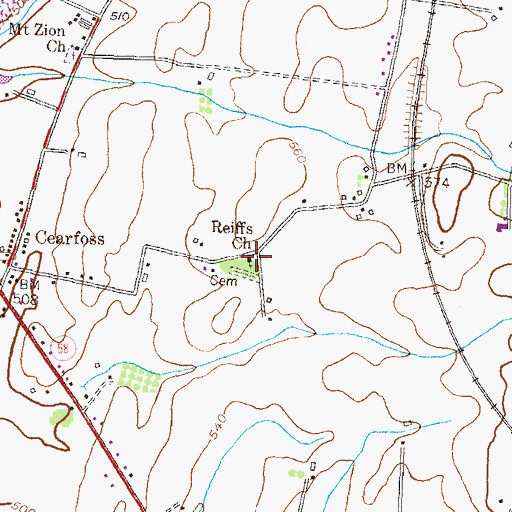 Topographic Map of Reiffs Church, MD